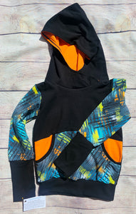 6-9yr Orange and Teal Hoodie- grow with me